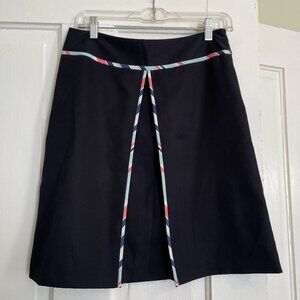 Ann Taylor LOFT Navy Blue A-Line Skirt with Pink, Blues, and White Accents